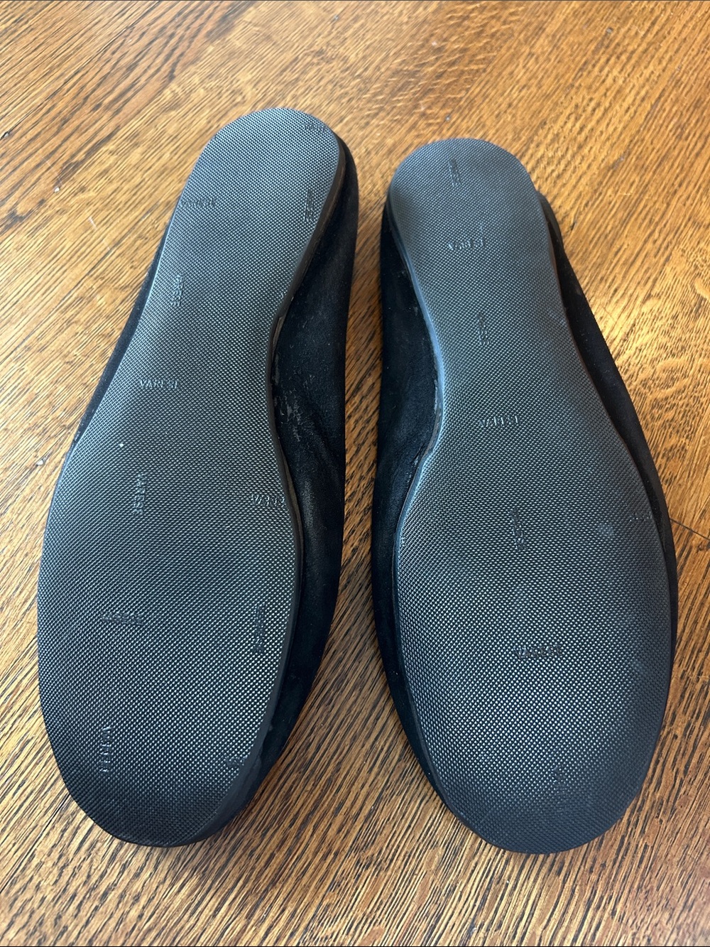 Prada Black Suede Ballet Flats with Gold Logo 37.5 - Picture 3 of 3